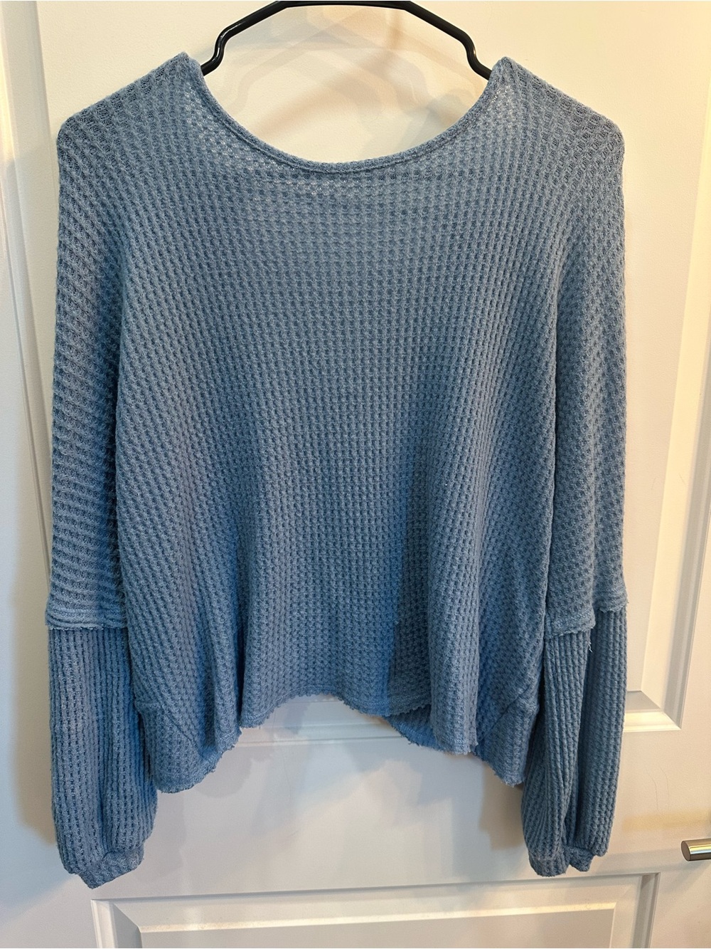 Abound Soft Waffle Crewneck Sweater in Dusty Blue